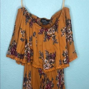 Mustard Yellow Off-the-shoulder Jumpsuit